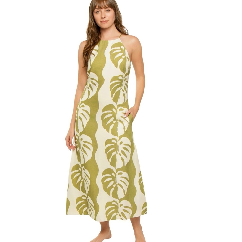 MON RENN Midsummer Palm Midi Dress NEW